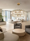 GobekUsa Clear Crystal Oval Chandelier | Luxury Dining Room Light | Height Adjustable Hanglamp