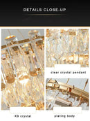 GobekUsa Clear Crystal Oval Chandelier | Luxury Dining Room Light | Height Adjustable Hanglamp