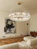 GobekUsa Clear Crystal Oval Chandelier | Luxury Dining Room Light | Height Adjustable Hanglamp