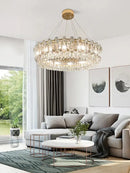 GobekUsa Clear Crystal Oval Chandelier | Luxury Dining Room Light | Height Adjustable Hanglamp