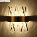 GobekUsa Contemporary LED Gold Sconce Light with Clear Crystal Prism for Bedroom