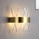GobekUsa Contemporary LED Gold Sconce Light with Clear Crystal Prism for Bedroom