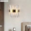 GobekUsa Contemporary LED Gold Sconce Light with Clear Crystal Prism for Bedroom
