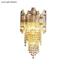 GobekUsa Modern Crystal Wall Sconce - Gold Tiered Mounted Lamp with 1 Bulb for Bedside