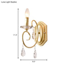 GobekUsa Modern Metal Wall Lamp - Elegant 1-Light Candle Sconce with Clear Crystal Deco in Gold for Corridor
