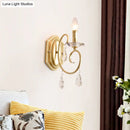 GobekUsa Modern Metal Wall Lamp - Elegant 1-Light Candle Sconce with Clear Crystal Deco in Gold for Corridor