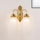 GobekUsa Modern Gold Wall Sconce Lamp with Clear Crystal & Metal Gooseneck Arm - Tubular Corridor Lighting