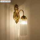 GobekUsa Modern Gold Wall Sconce Lamp with Clear Crystal & Metal Gooseneck Arm - Tubular Corridor Lighting
