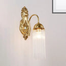 GobekUsa Modern Gold Wall Sconce Lamp with Clear Crystal & Metal Gooseneck Arm - Tubular Corridor Lighting