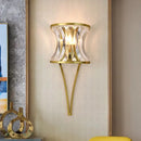 GobekUsa Modern Golden Hourglass Wall Sconce with Clear Crystal Detailing for Living Room