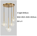 GobekUsa Clear Glass Globe LED Pendant Chandelier for Dining Room and Living Room