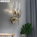 GobekUsa Modern Clear Glass Wall Sconce – Tapered Design, Gold Finish, 1/2 Mount Lights
