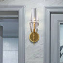 GobekUsa Modern Clear Glass Wall Sconce – Tapered Design, Gold Finish, 1/2 Mount Lights