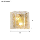 GobekUsa Modern Clear Ripple Glass Wall Sconce with 2 Lights - Gold Finish