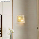 GobekUsa Modern Clear Ripple Glass Wall Sconce with 2 Lights - Gold Finish