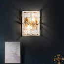 GobekUsa Modern Gold Wall Sconce Light with Clear Water Glass Shade - 2 Lights for Bedroom