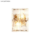 GobekUsa Modern Gold Wall Sconce Light with Clear Water Glass Shade - 2 Lights for Bedroom