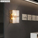 GobekUsa Modern Gold Wall Sconce Light with Clear Water Glass Shade - 2 Lights for Bedroom