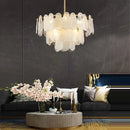 GobekUsa Cloudy Glass Chandeliers: Modern LED Lustre Indoor Lighting for Living Room Décor