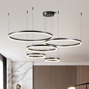 GobekUsa Brushed Rings LED Pendant Chandelier in Gold Coffee Color
