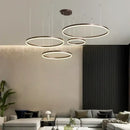 GobekUsa Brushed Rings LED Pendant Chandelier in Gold Coffee Color