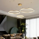 GobekUsa Brushed Rings LED Pendant Chandelier in Gold Coffee Color