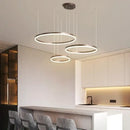 GobekUsa Brushed Rings LED Pendant Chandelier in Gold Coffee Color
