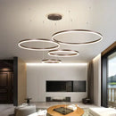 GobekUsa Brushed Rings LED Pendant Chandelier in Gold Coffee Color