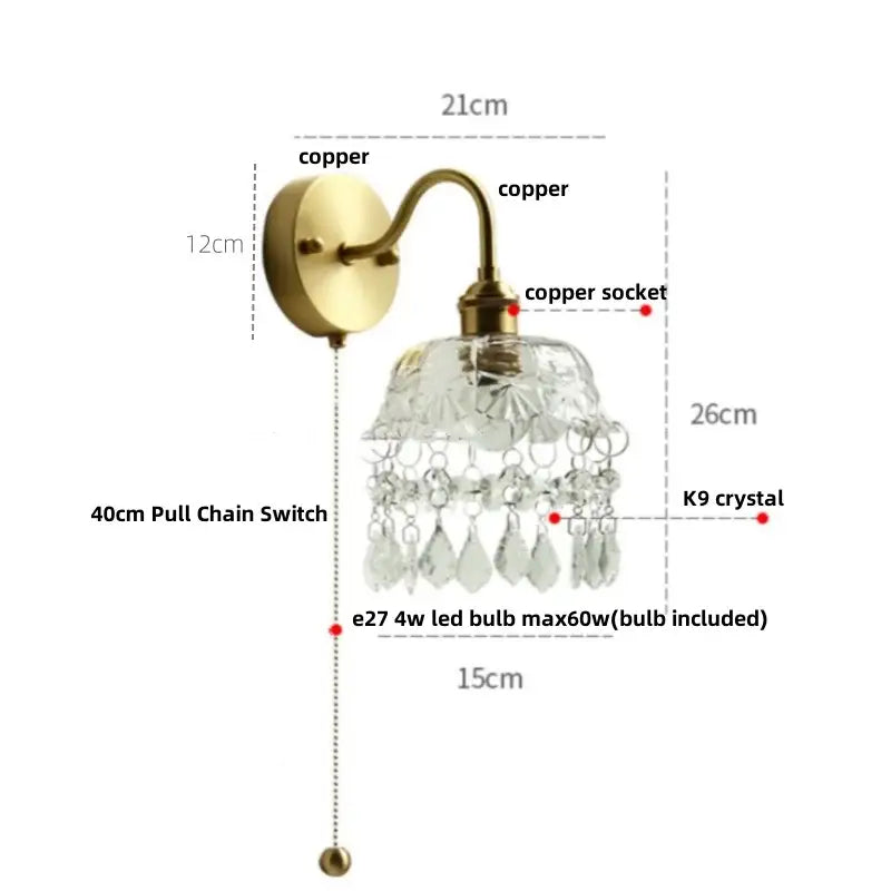 GobekUsa Conch Copper LED Wall Light Fixture with Pull Chain Switch, photo 12 of 22