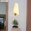 GobekUsa Japanese Style White Wall Lamp - Kids Bedroom Coolie Shade Sconce Light in Milk Glass