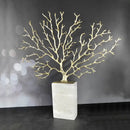 GobekUsa Coral Tree Sculpture: Gold Metal Decorative Figurine on Marble Base