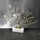 GobekUsa Coral Tree Sculpture: Gold Metal Decorative Figurine on Marble Base