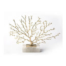 GobekUsa Coral Tree Sculpture: Gold Metal Decorative Figurine on Marble Base