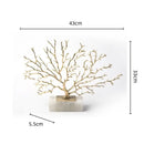 GobekUsa Coral Tree Sculpture: Gold Metal Decorative Figurine on Marble Base