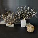 GobekUsa Coral Tree Sculpture: Gold Metal Decorative Figurine on Marble Base