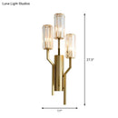 GobekUsa Modern Gold Metal Wall Sconce with Crystal Cylindrical Shade – 3 Bulb Crooked Arm Wall Lamp