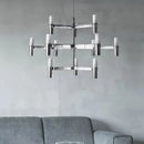 GobekUsa Crown Major Chandelier G9 Luxury Foyer Chandelier, White Gold, Chrome Metal