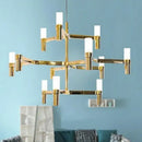 GobekUsa Crown Major Chandelier G9 Luxury Foyer Chandelier, White Gold, Chrome Metal