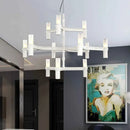 GobekUsa Crown Major Chandelier G9 Luxury Foyer Chandelier, White Gold, Chrome Metal
