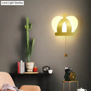 GobekUsa Modern Gold LED Wall Sconce Lamp – Crown Acrylic Wall Lighting Fixture with Pull Chain for Bedroom