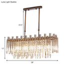 GobekUsa Modern Crystal Block 5-Light Chrome Chandelier - Rectangular Hanging Light Fixture for Dining Room