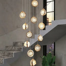 GobekUsa Crystal Ball Chandelier: Modern Loft & Staircase Hanging Light for Home, Hotel & Mall