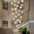 GobekUsa Crystal Ball Chandelier: Modern Loft & Staircase Hanging Light for Home, Hotel & Mall