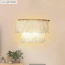 GobekUsa Modern 2-Light Crystal Bead Sconce Lamp Wall Lighting in Gold
