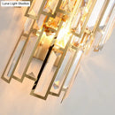GobekUsa Modern Crystal Block Wall Light with Golden Metal Frame - Flush Mount Sconce Lighting (2 Bulbs)