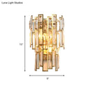 GobekUsa Modern Crystal Block Wall Light with Golden Metal Frame - Flush Mount Sconce Lighting (2 Bulbs)