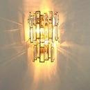 GobekUsa Modern Crystal Block Wall Light with Golden Metal Frame - Flush Mount Sconce Lighting (2 Bulbs)