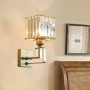 GobekUsa Modern Clear Crystal Block Wall Sconce Light with Gold Finish – Ideal for Bedroom Lighting