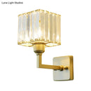 GobekUsa Modern Clear Crystal Block Wall Sconce Light with Gold Finish – Ideal for Bedroom Lighting