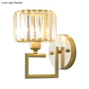GobekUsa Modern Clear Crystal Block Wall Sconce Light with Gold Finish – Ideal for Bedroom Lighting